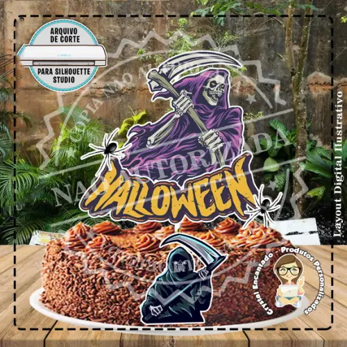 Topo de Bolo Halloween 14 - Ref 1001 Arquivo Digital