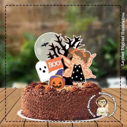 Topo De Bolo Halloween Ref 3902 - Arquivo Digital