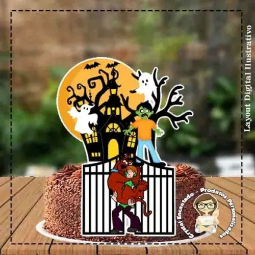 TOPO DE BOLO HALLOWEEN SCOOB DOO - REF 3602 ARQUIVO DIGITAL