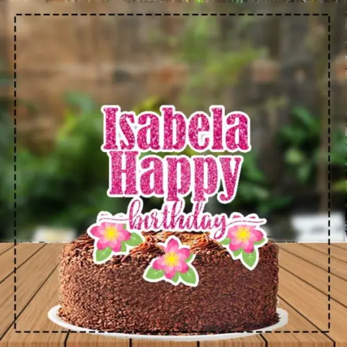 Topo de Bolo Happy Birthday Gliter Rosa 4463 Arquivo Digital