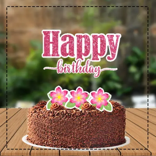 Topo de Bolo Happy Birthday Rosa - Ref 4707 Arquivo Digital