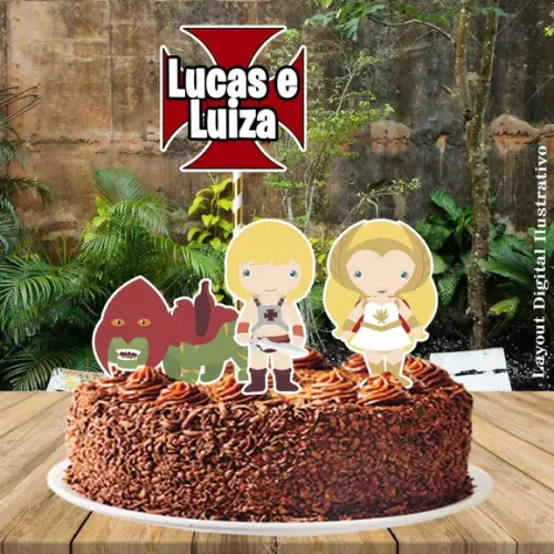 Topo de Bolo He Man Shera - 1017 Arquivo Digital