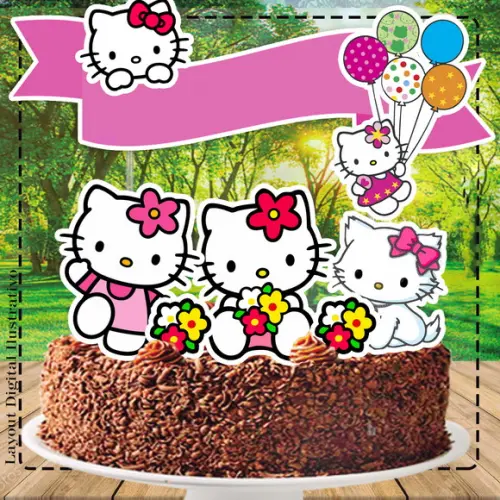 TOPO DE BOLO HELLO KITTY - REF 2994 ARQUIVO DIGITAL