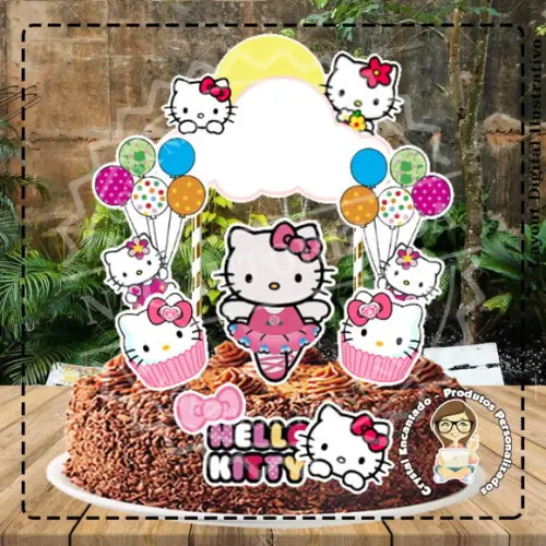 Topo de Bolo Hello Kitty - 2863 Arquivo Digital