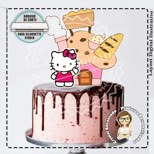TOPO DE BOLO HELLO KITTY CAMADAS - REF 2572 ARQUIVO DIGITAL