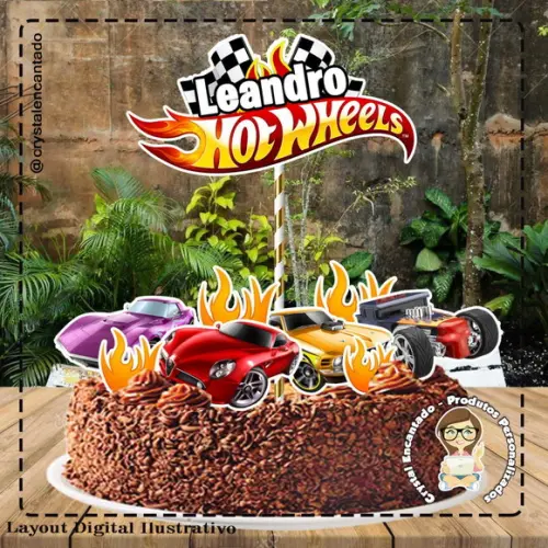Topo de Bolo Hot Whells - Ref 4167 Arquivo Digital