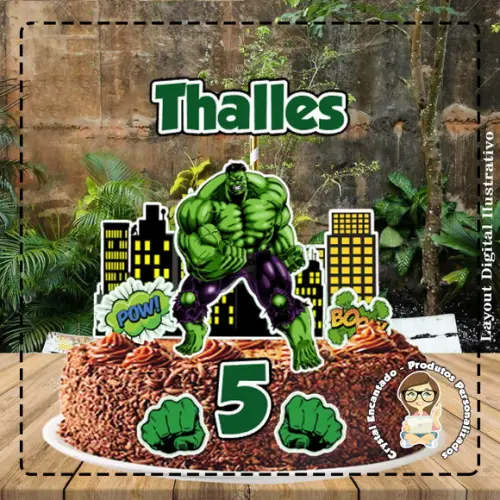 Topo de Bolo Hulk 03 - Ref 1839 Arquivo Digital