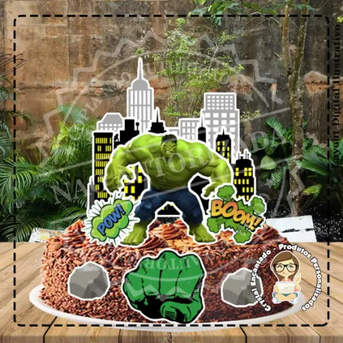 Topo de Bolo Hulk 06 - Ref 2964 Arquivo Digital