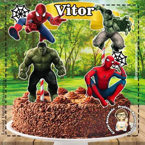 Topo de Bolo Hulk Homem Aranha 1168