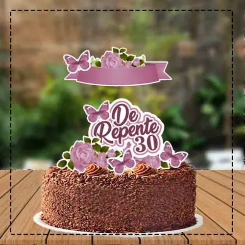 Topo de Bolo Idades 30 Anos Rose - Ref 2152 Arquivo Digital