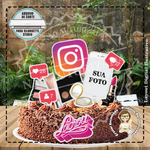 Topo de Bolo Instagram - Ref 1848 Arquivo Digital