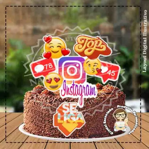 Topo de Bolo Instagram - Ref 3127 Arquivo Digital