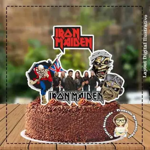 Topo de Bolo Iron Maiden Rock - Ref 1597 Arquivo Digital