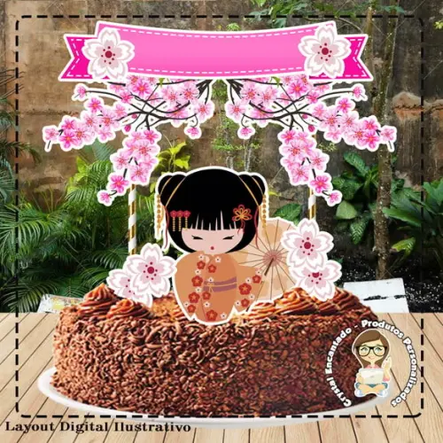 Topo de Bolo Japonesa - Ref 4235 Arquivo Digital
