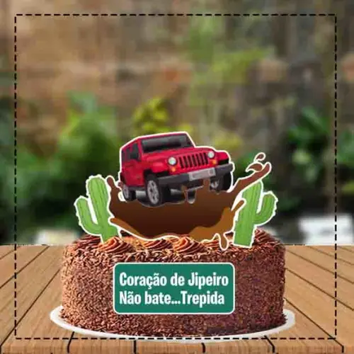 Topo de Bolo Jeep Vermelho - 3008 Arquivo Digital