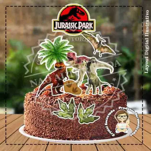 Topo de Bolo Jurassic Park - Ref 3134 Arquivo Digital