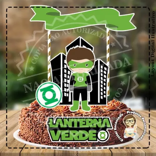 TOPO DE BOLO LANTERNA VERDE CUTE - REF 2758 ARQUIVO DIGITAL