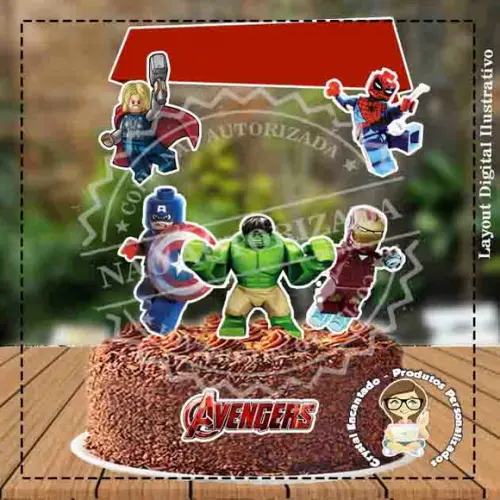TOPO DE BOLO LEGO MARVEL - REF 1228 ARQUIVO DIGITAL