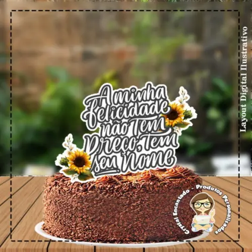Topo de Bolo Lettering Namorados - Ref 4452 Arquivo Digital