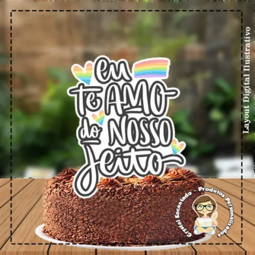 Topo de Bolo Lettering Namorados - Ref 4454 Arquivo Digital