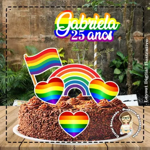 Topo de Bolo Lgbt - Ref 4270 Arquivo Digital