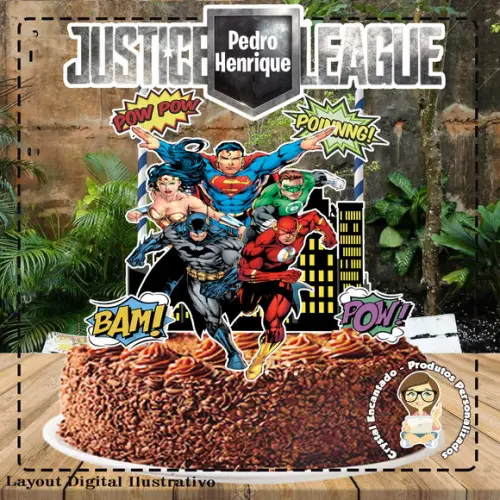 TOPO DE BOLO LIGA DA JUSTIÇA - REF 2629 ARQUIVO DIGITAL