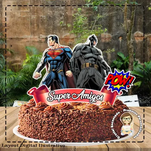 Topo de Bolo Liga da Justiça - Ref 4273 Arquivo Digital