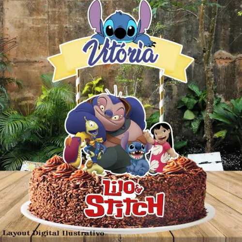 Topo de Bolo Lilo Stitch - 4276 Arquivo Digital