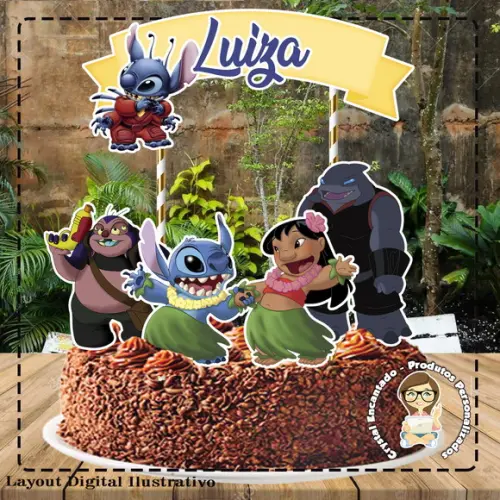 Topo de Bolo Lilo Stitch - Ref 4277 Arquivo Digital