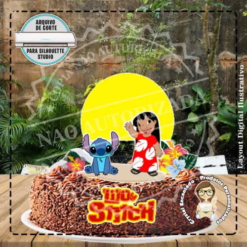 Topo de Bolo Lilo Stitch - Ref 4278 Arquivo Digital