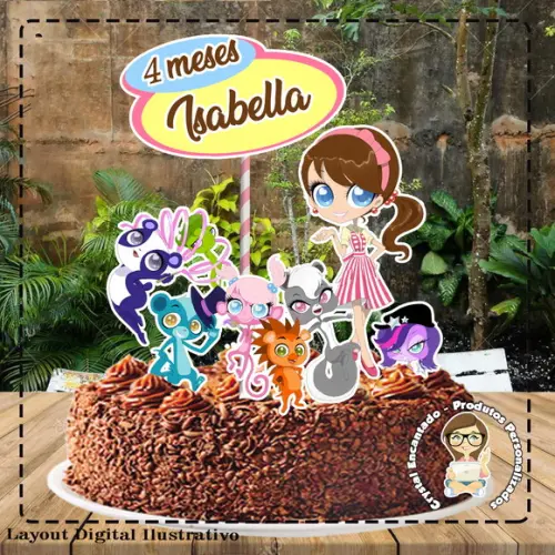 Topo de Bolo Little Pets - Ref 4285 Arquivo Digital