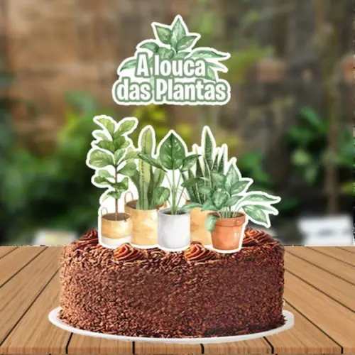 Topo de Bolo Louca das Plantas - Ref 5870 Arquivo Digital