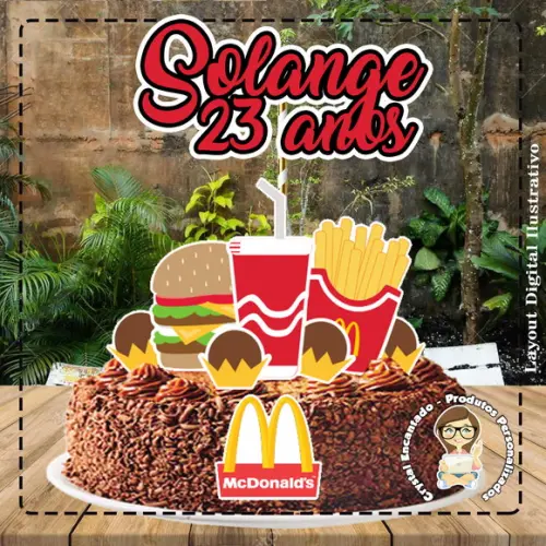 Topo de Bolo Mac Donalds - Ref 0024 Arquivo Digital