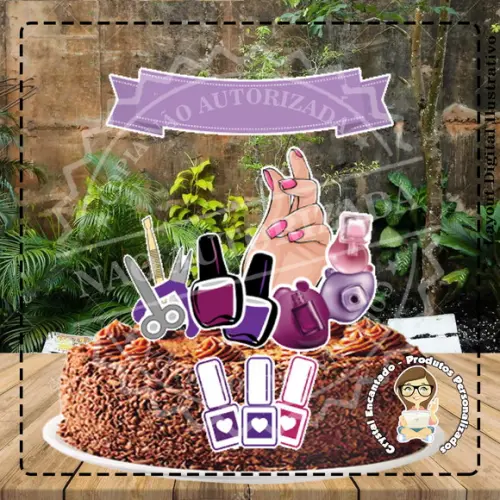 Topo de Bolo Manicure - Ref 2895 Arquivo Digital
