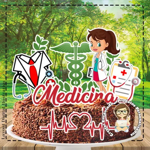 Topo de Bolo Medicina - Ref 4373 Arquivo Digital