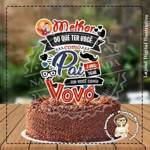 Topo de Bolo Melhor Avo do Mundo - Ref 3406 Arquivo Digital