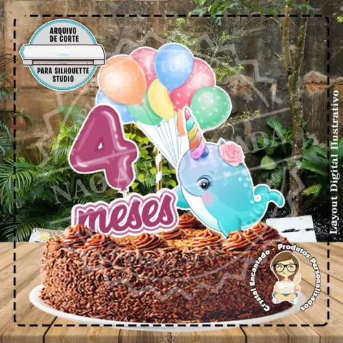 Topo de Bolo Mesversario Bichinhos Ref 4416 Arquivo Digital