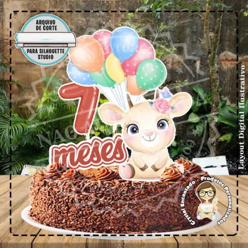Topo de Bolo Mesversario Bichinhos Ref 4419 Arquivo Digital