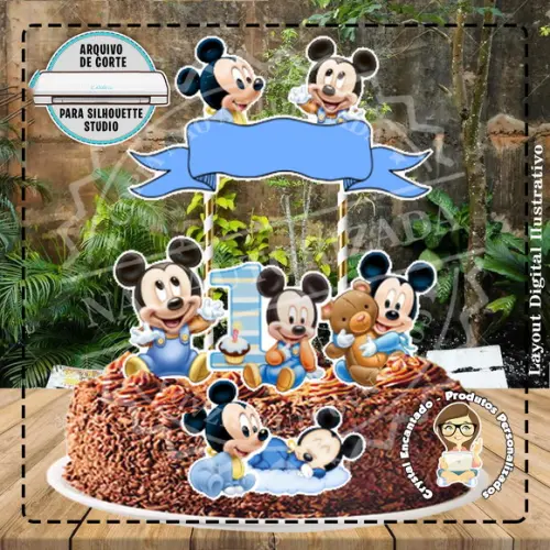 Topo de Bolo Mickey Baby - Ref 4395 Arquivo Digital