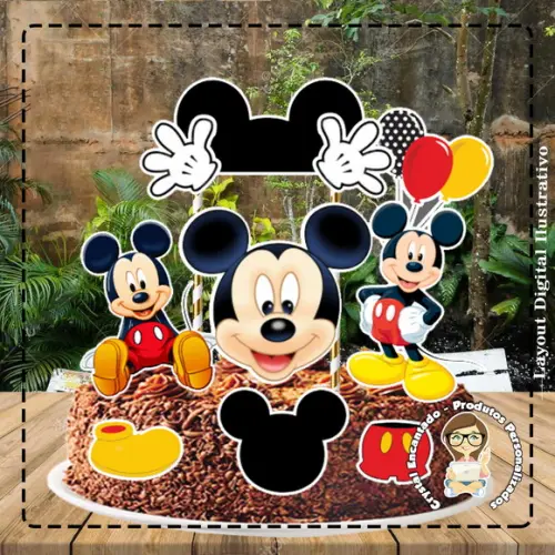 Topo de Bolo Mickey Gde - Ref 4396 Arquivo Digital