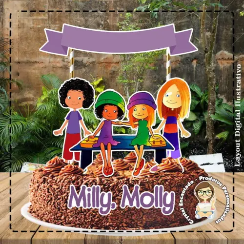 Topo de Bolo Milly Molly - Ref 4405 Arquivo Digital