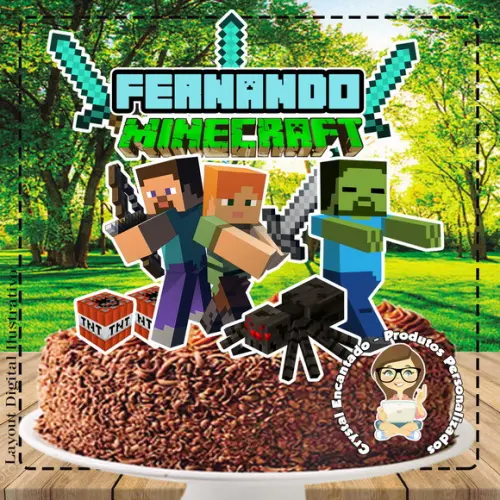 Topo de Bolo Minecraft - Ref 0499 Arquivo Digital
