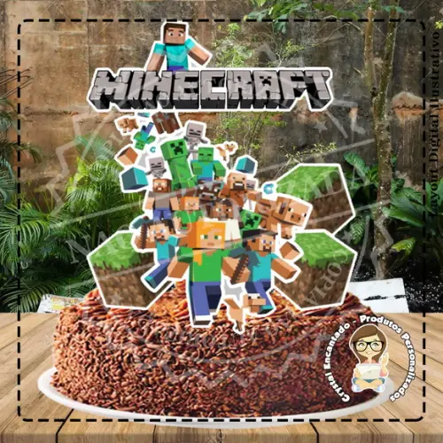 TOPO DE BOLO MINECRAFT - REF 3049 ARQUIVO DIGITAL