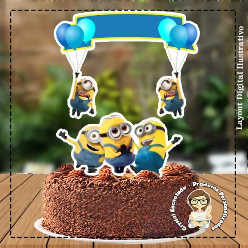 Topo de Bolo Minions - Ref 4136 Arquivo Digital
