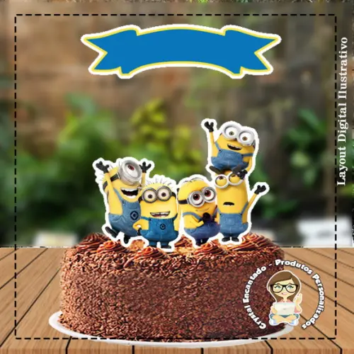 Topo de Bolo Minions - Ref 4137 Arquivo Digital