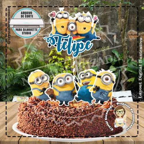 TOPO DE BOLO MINIONS 03 REF 2649 - ARQUIVO DIGITAL