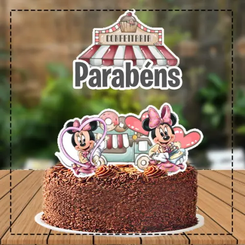 Topo de Bolo Minnie Confeiteira - Ref 4816 Arquivo Digital