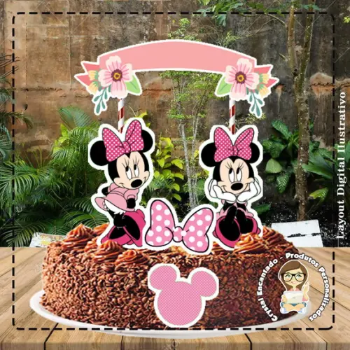 Topo de Bolo Minnie Rosa - Ref 4430 Arquivo Digital