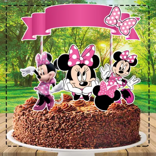 Topo de Bolo Minnie Rosa - Ref 4429 Arquivo Digital