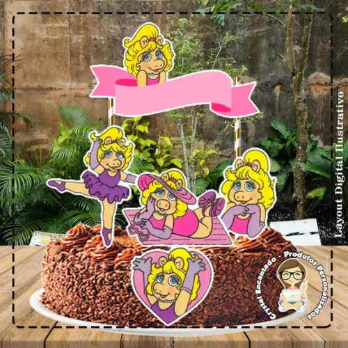 Topo de Bolo Miss Piggy - Ref 4437 Arquivo Digital